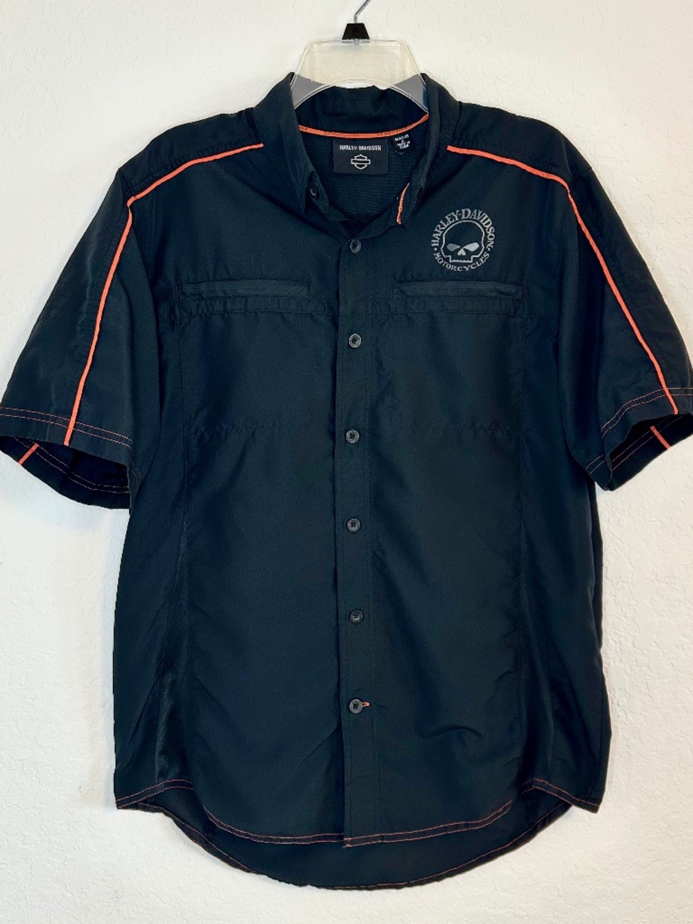 Harley Davidson MEN'S Black Vented Performance Willie G Skull Shirt, Size M